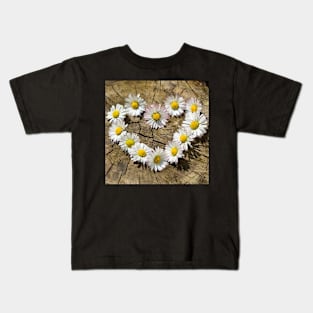 White flower Heart Kids T-Shirt